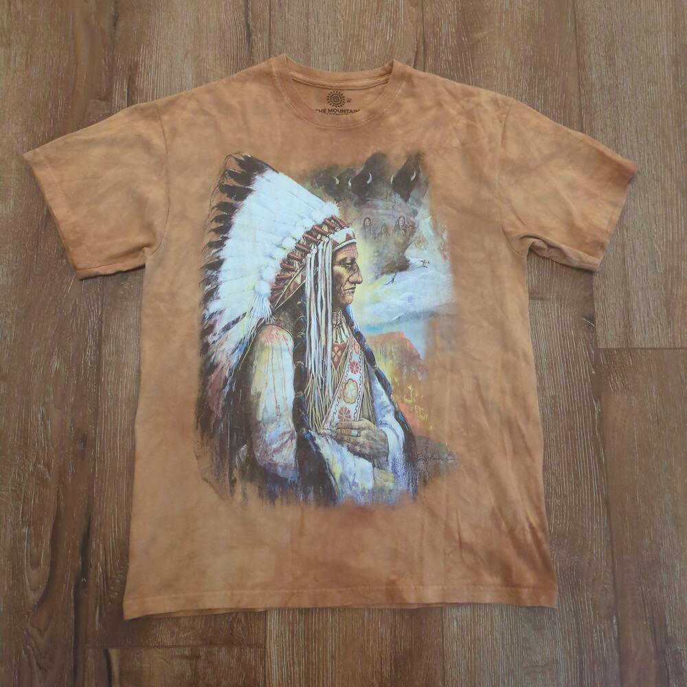 The‎ Mountain Native American Adult Medium Shirt Tribe Feathers Buffalo Nature